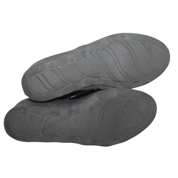 CLARKS COLLECTION Womens Black Patent Pebbled Leather Wedge SHOES Lace-up ~Sz 6M - Picture 6 of 7